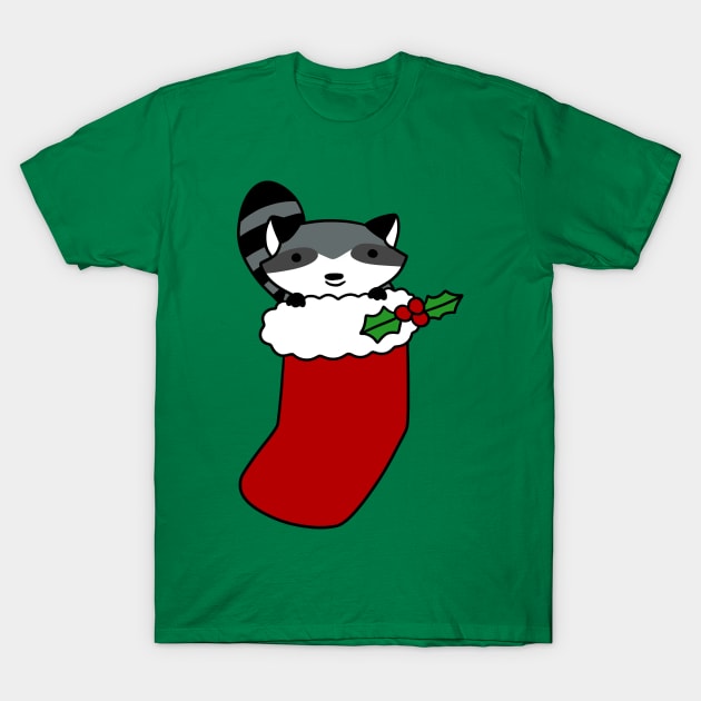 Christmas Stocking Raccoon T-Shirt by saradaboru